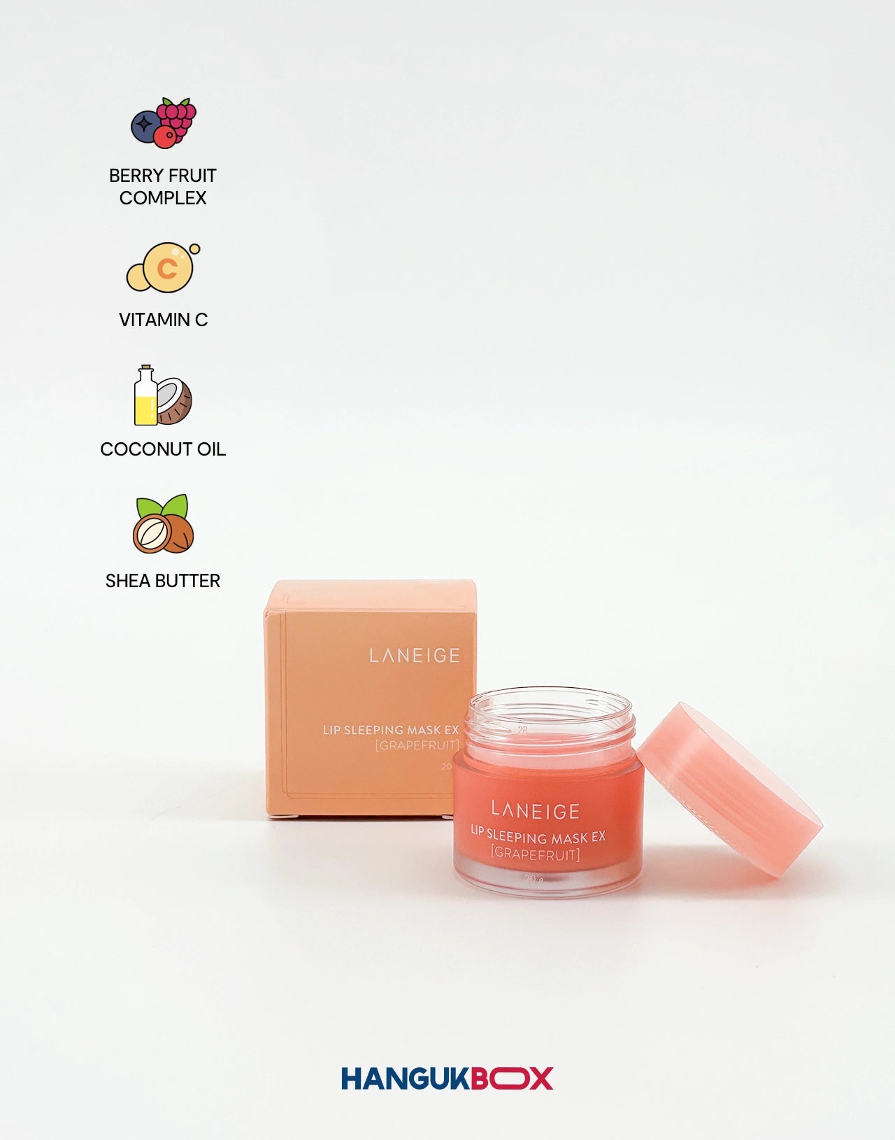 LANEIGE Lip Sleeping Mask Ex Grapefruit with packaging