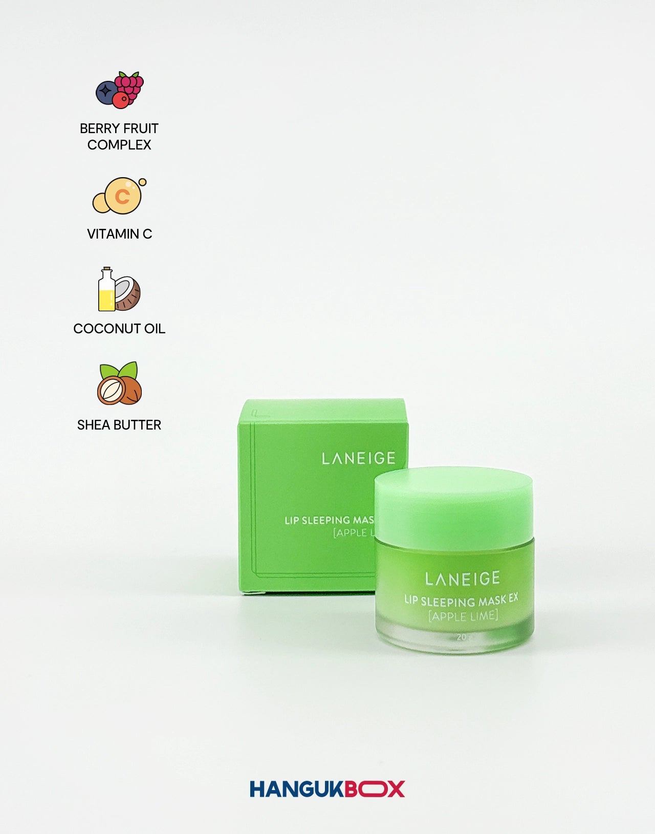 LANEIGE Lip Sleeping Mask Ex Apple Lime with packaging