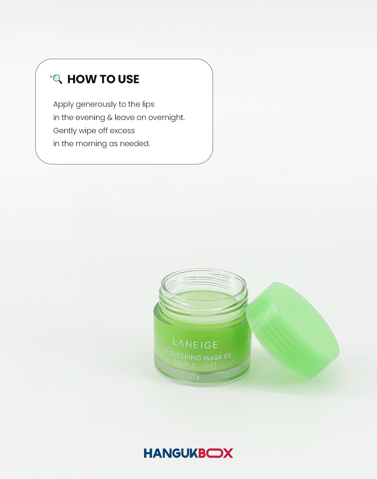 LANEIGE Lip Sleeping Mask Ex Apple Lime usage instructions